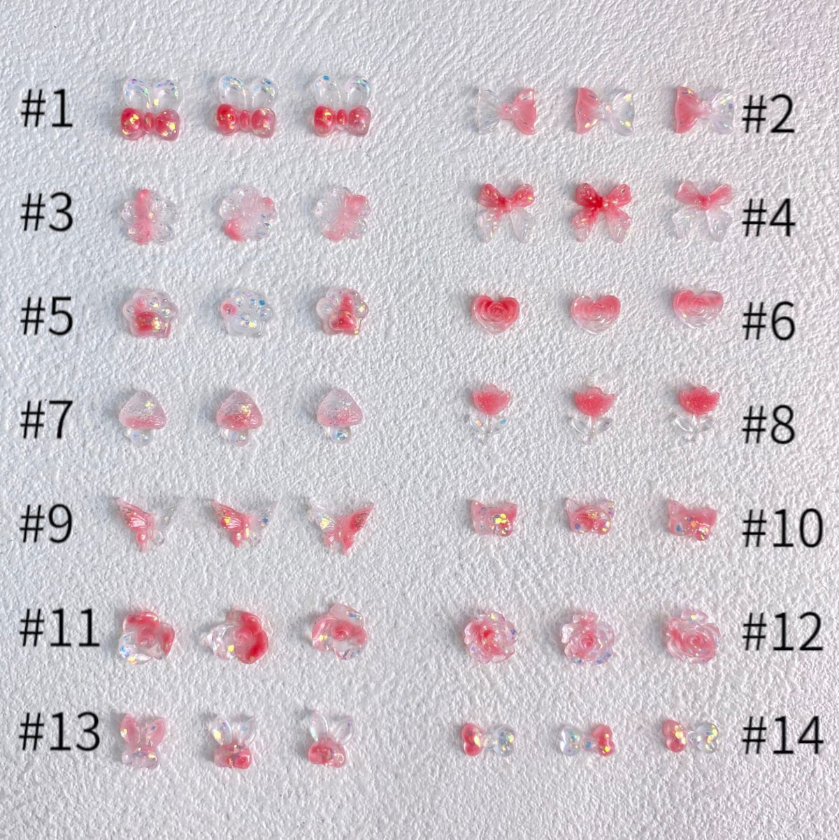 Translucent Light Pink and Clear Random Mix 3D Nail Art Charms, Mini Cabochon