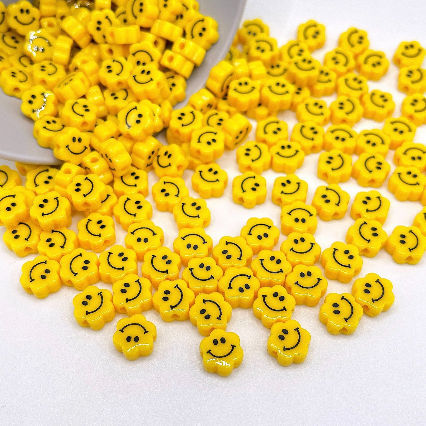 10MM Yellow Cloud Happy Face Acrylic Beads