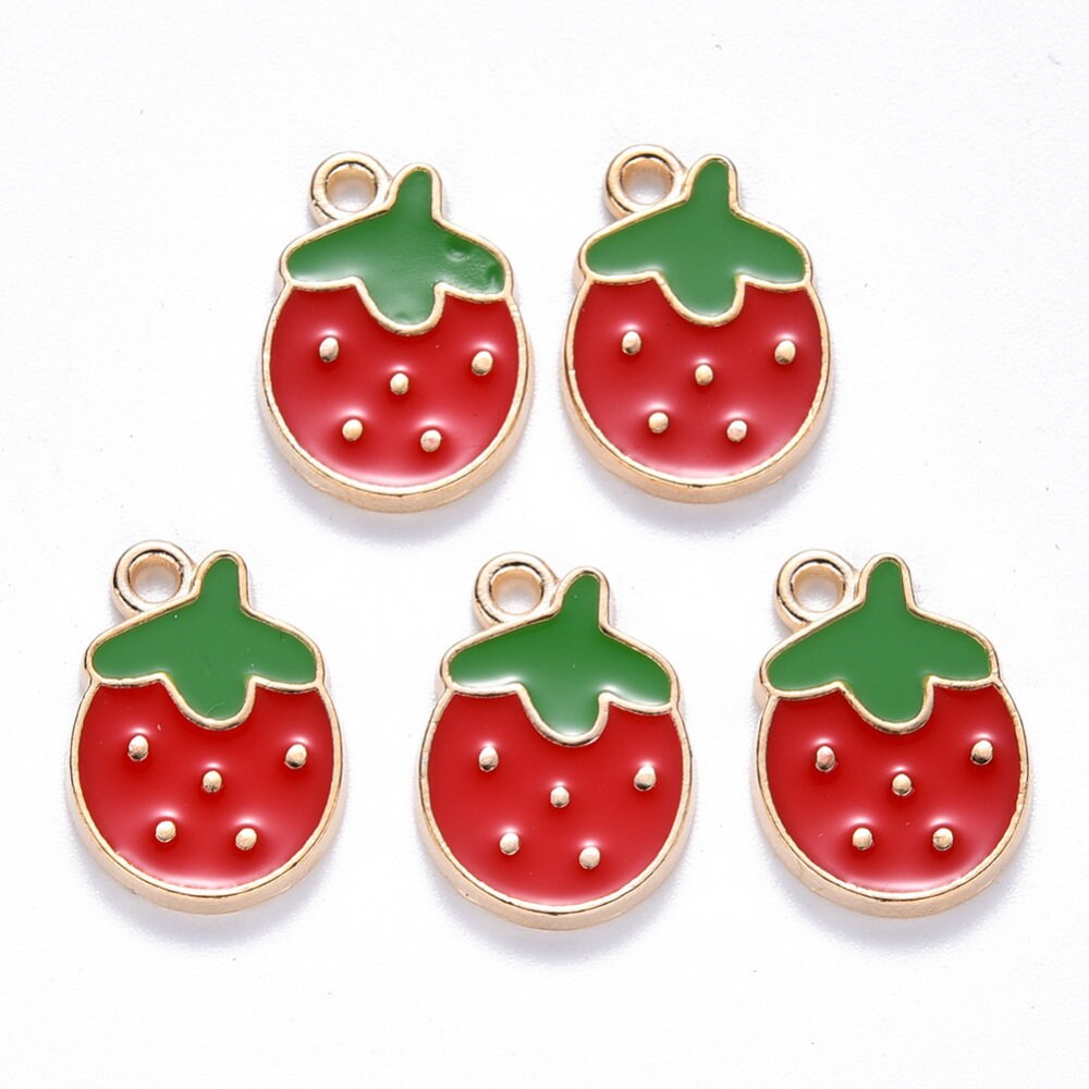 16.5MM Red Chubby Strawberry Enamel Charm