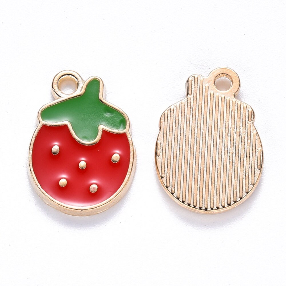 16.5MM Red Chubby Strawberry Enamel Charm