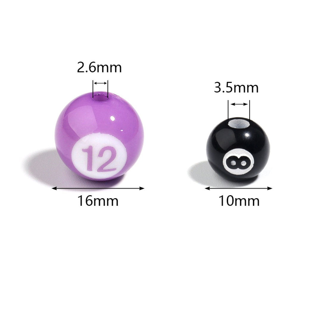 16MM Billiards Pool Balls Acrylic Beads (Available in Mixed or Individual)