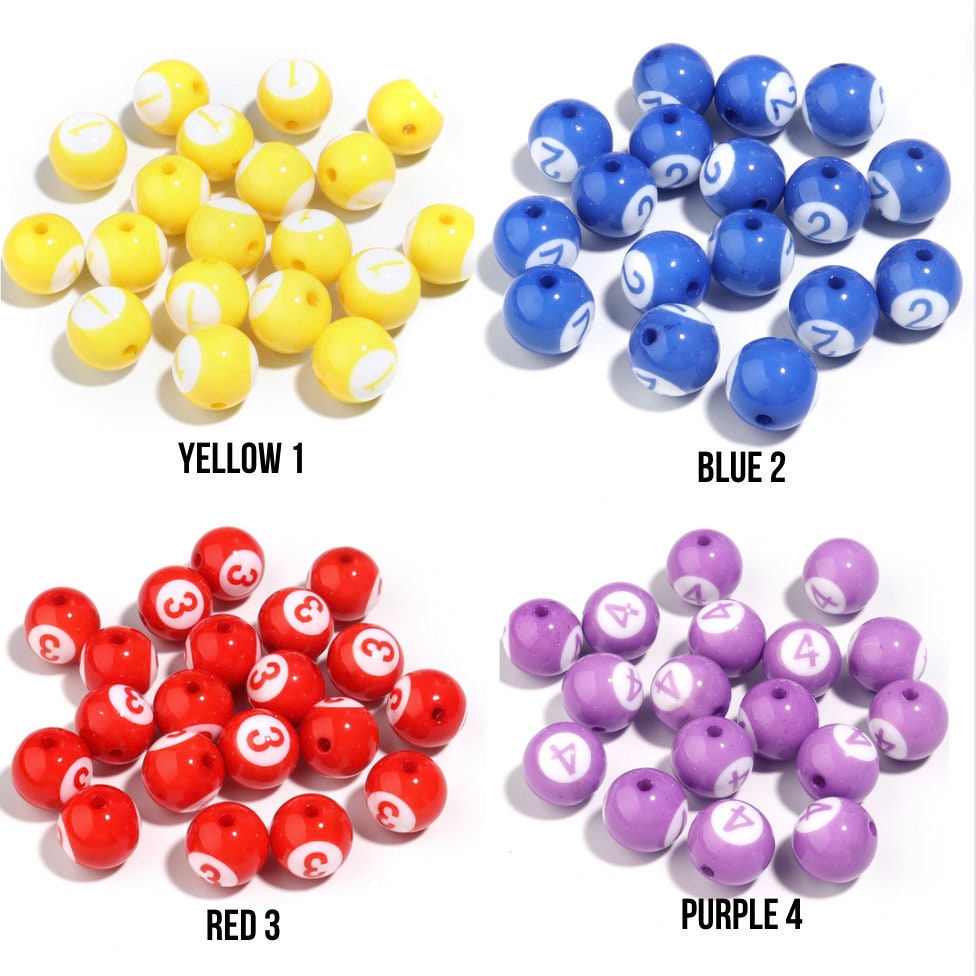 16MM Billiards Pool Balls Acrylic Beads (Available in Mixed or Individual)