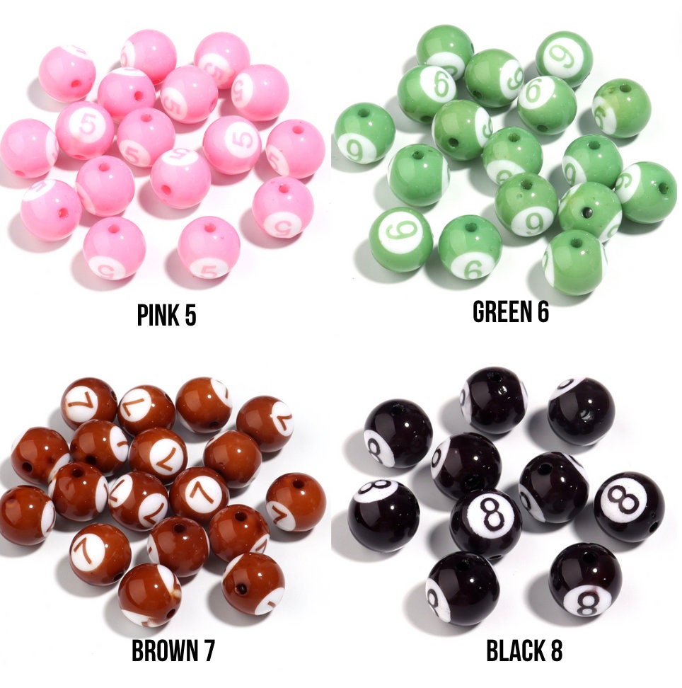 16MM Billiards Pool Balls Acrylic Beads (Available in Mixed or Individual)