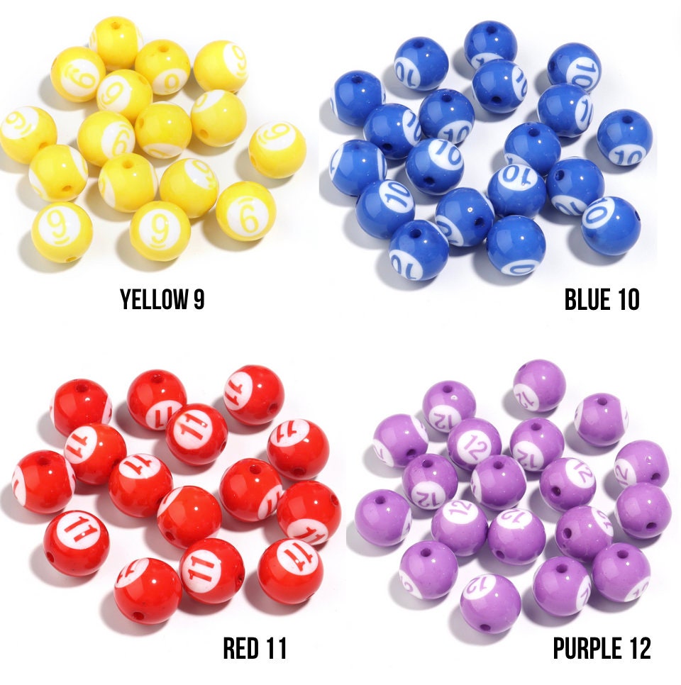 16MM Billiards Pool Balls Acrylic Beads (Available in Mixed or Individual)