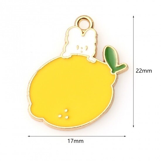 22MM Lemon Bunny Themed Enamel Charm