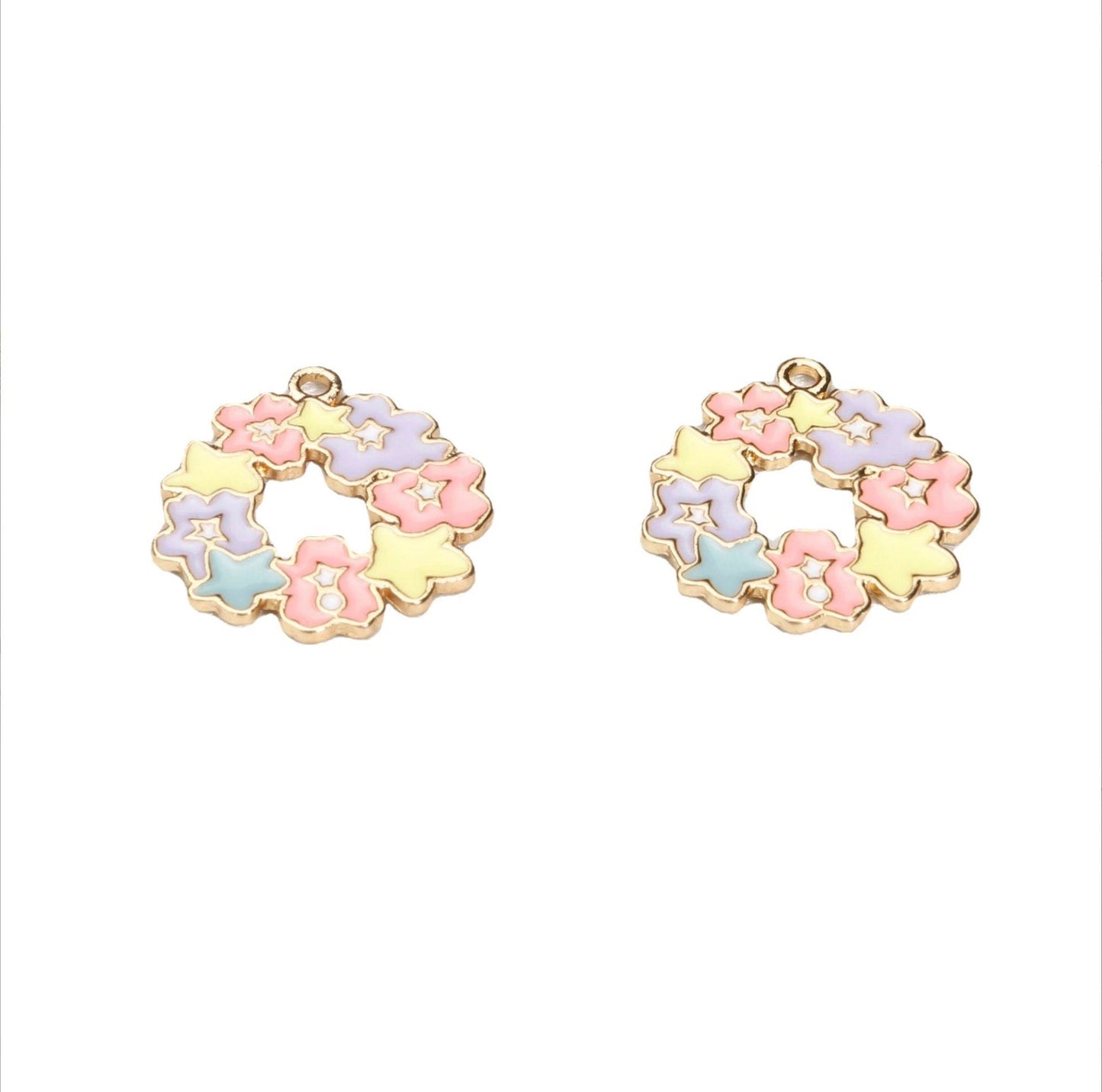 25MM Cute Flower Themed Flower Wreath Enamel Charms