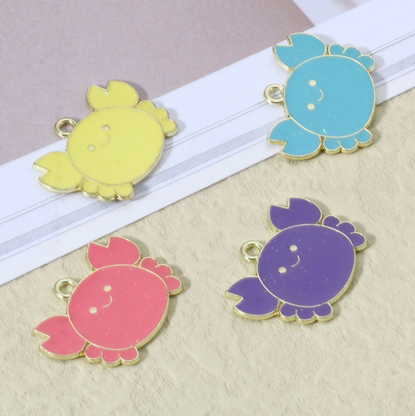 26MM Glittery Crab Enamel Charms