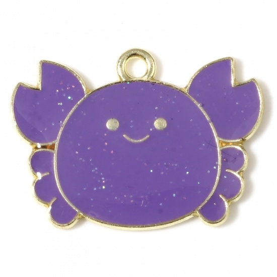 26MM Glittery Crab Enamel Charms