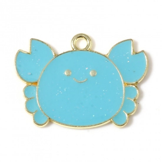 26MM Glittery Crab Enamel Charms