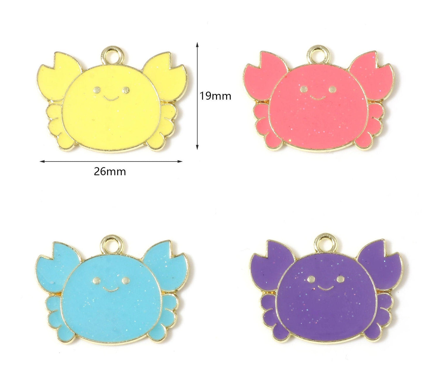 26MM Glittery Crab Enamel Charms