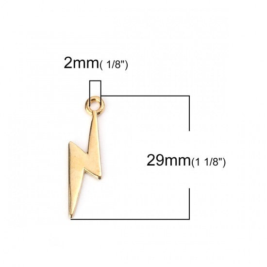 29MM Large Gold Lightning Bolt Charm