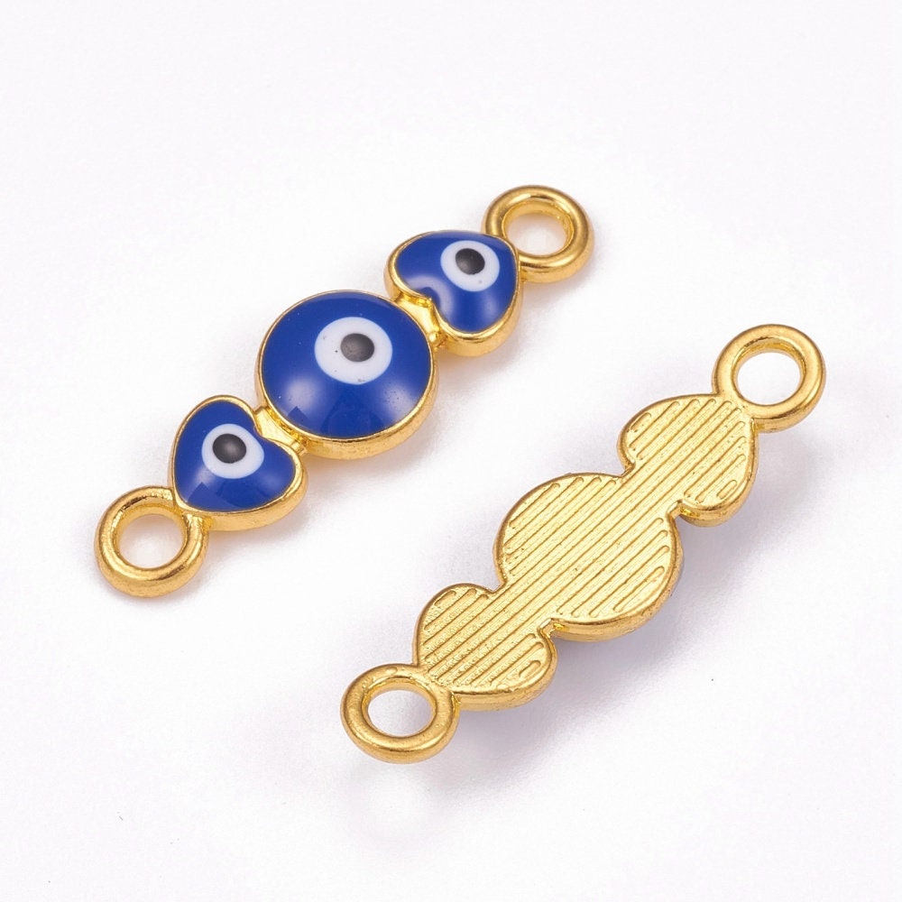 27MM x 8MM Blue Colored Evil Eye Connector Link Charm