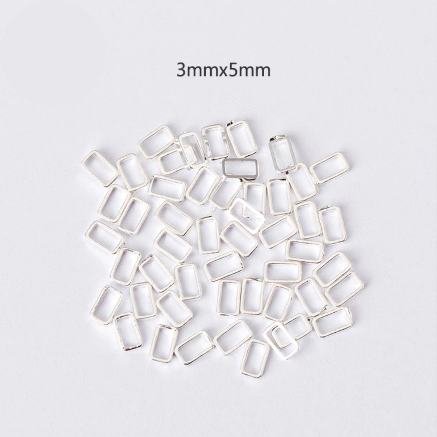 3MM x 5MM Rectangle Silver Mini Open Back Bezel/Frame