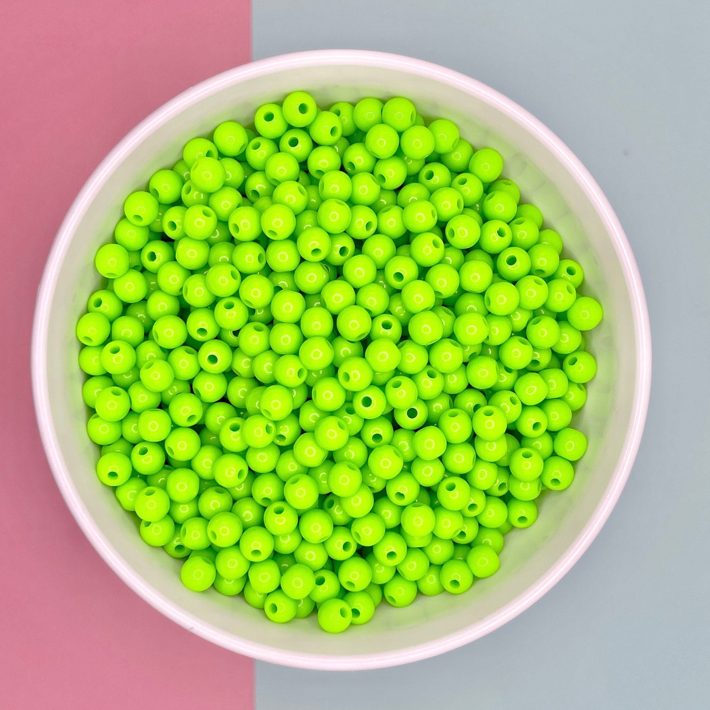 6MM/8MM Grass Green Solid Colored Acrylic Round Ball Beads