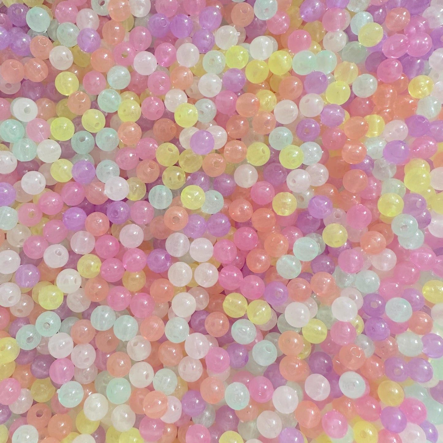 6MM/8MM Mixed Color Glow-in-The-Dark Acrylic Round Ball Beads