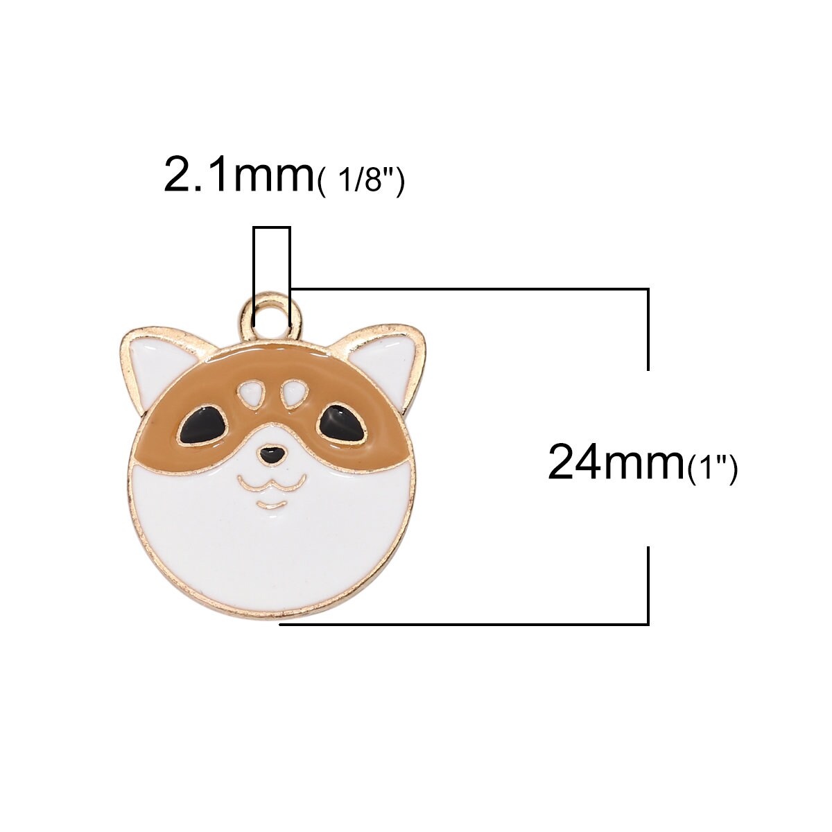 Akita Dog Animal Enamel Charm Style Pendant (24mm x 22mm, Hole: 2.1mm)