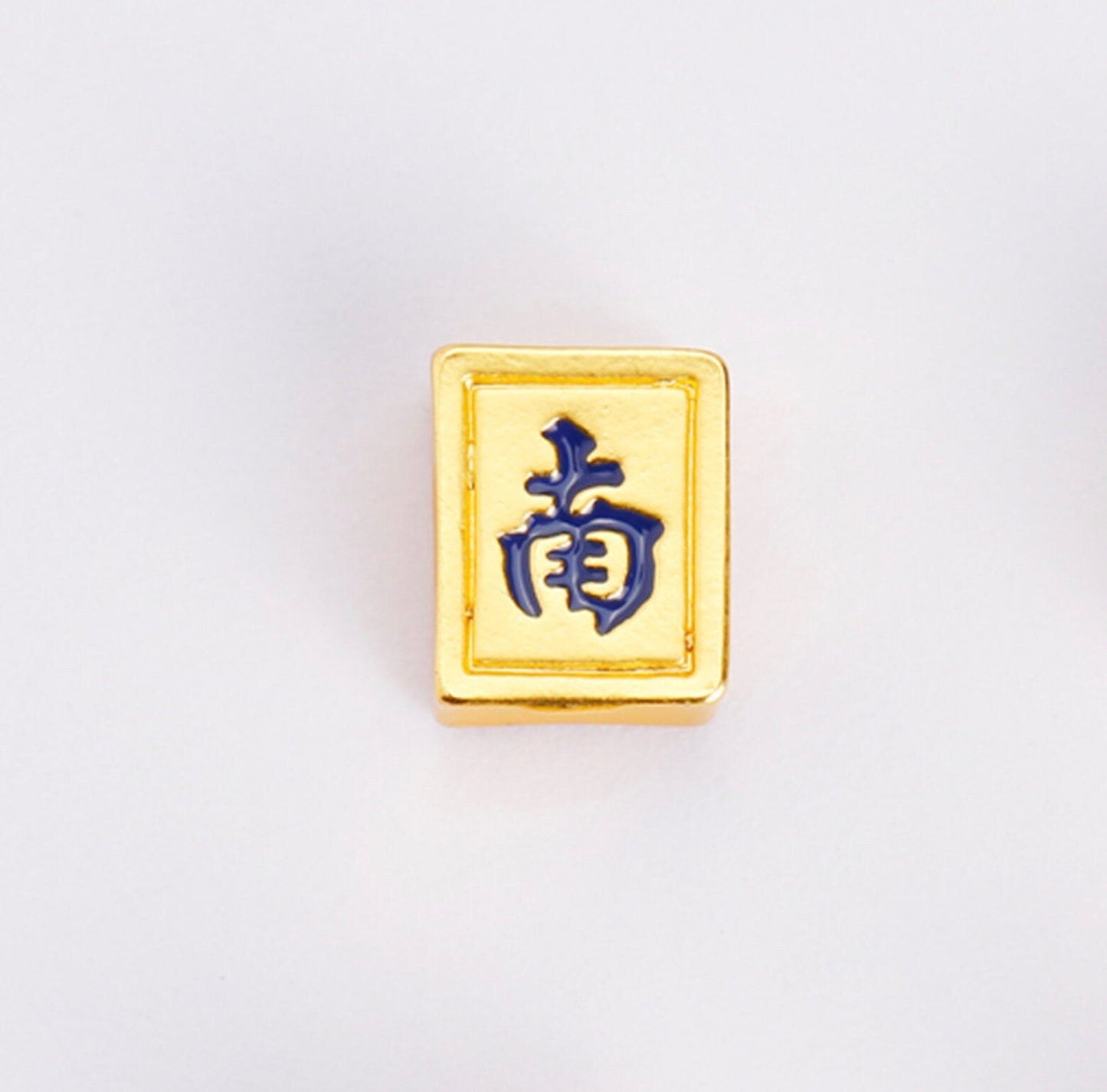 Alloy Mahjong Playing Pieces Themed Alloy Charms (8mm x 6mm x 3mm, hole: 3mm)