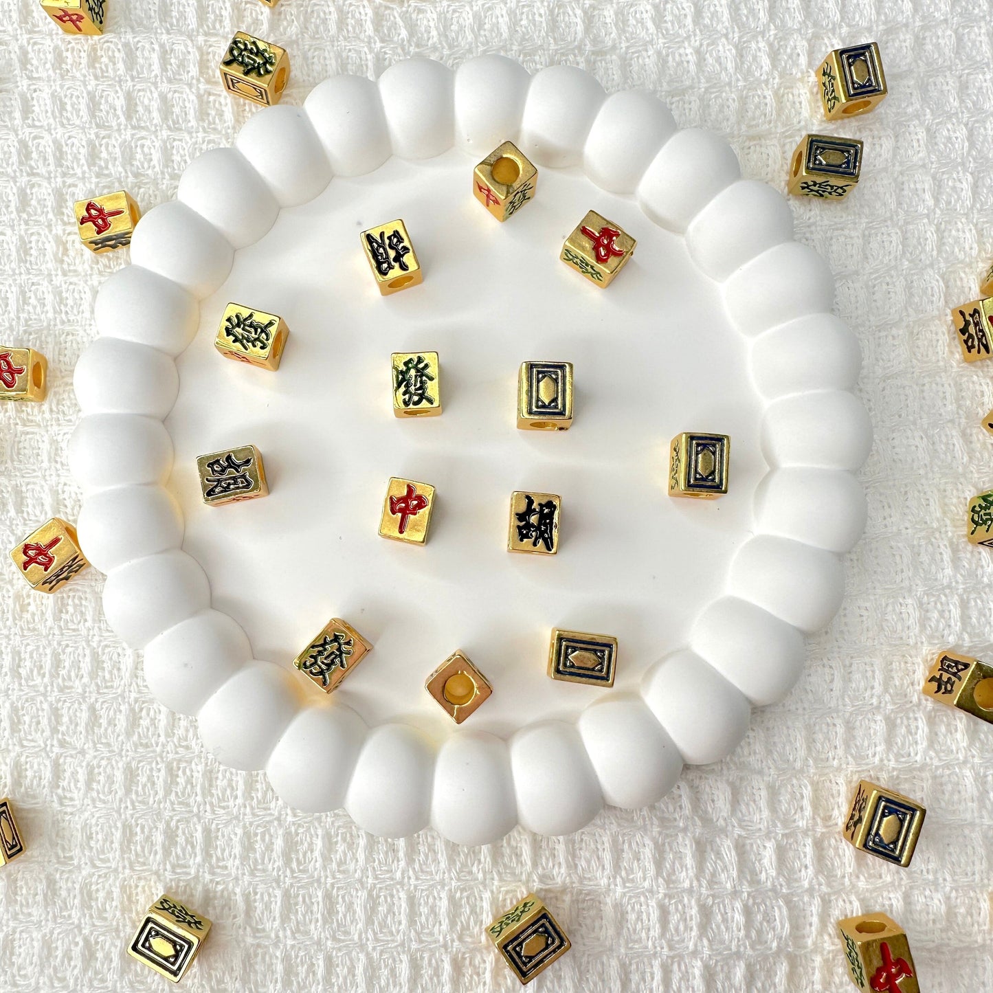 Alloy Mahjong Playing Pieces Themed Alloy Charms (8mm x 6mm x 3mm, hole: 3mm)