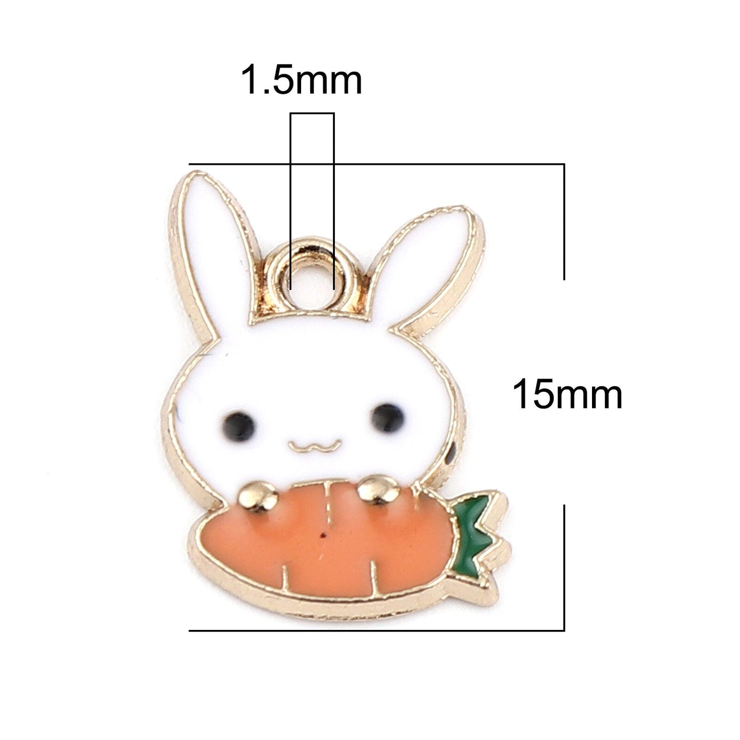 Alloy Enamel Cute Rabbit with Carrot Charm (15mm x 11mm)