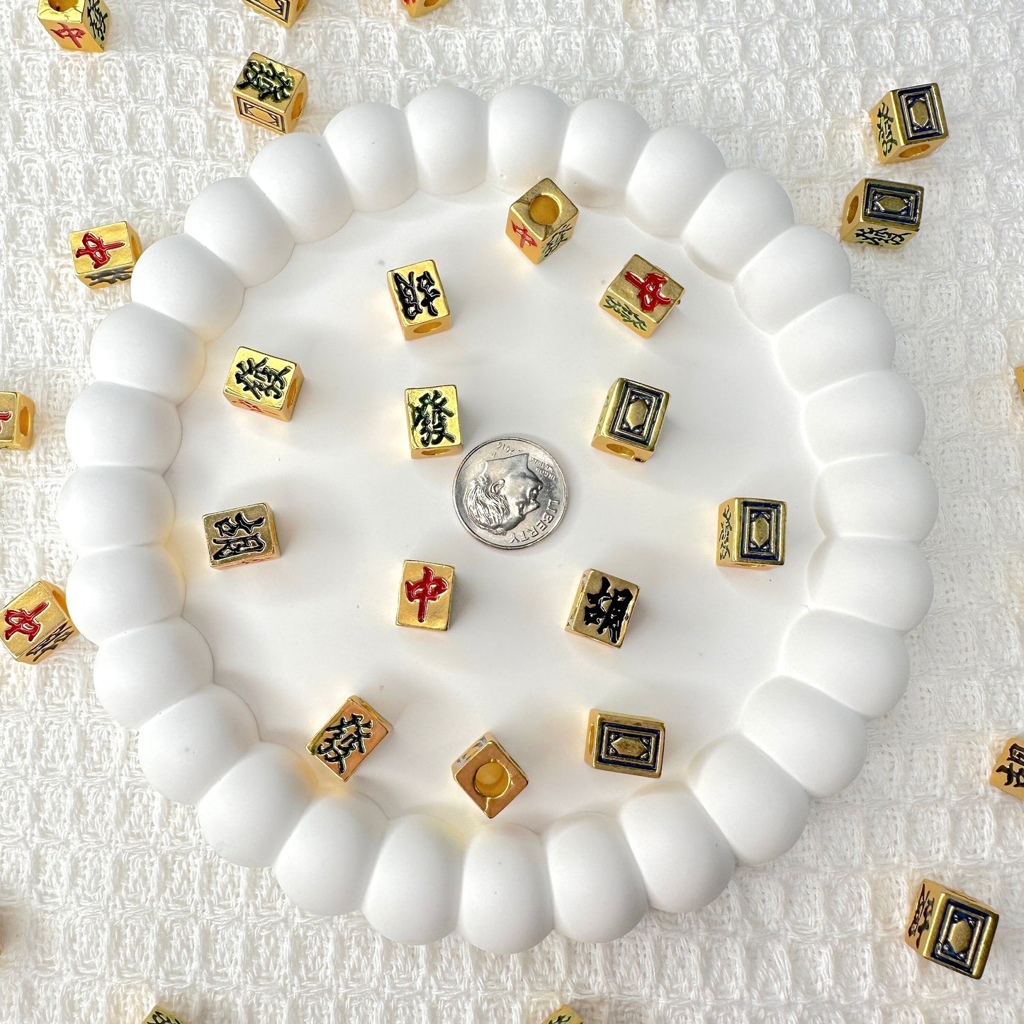 Alloy Mahjong Playing Pieces Themed Alloy Charms (8mm x 6mm x 3mm, hole: 3mm)