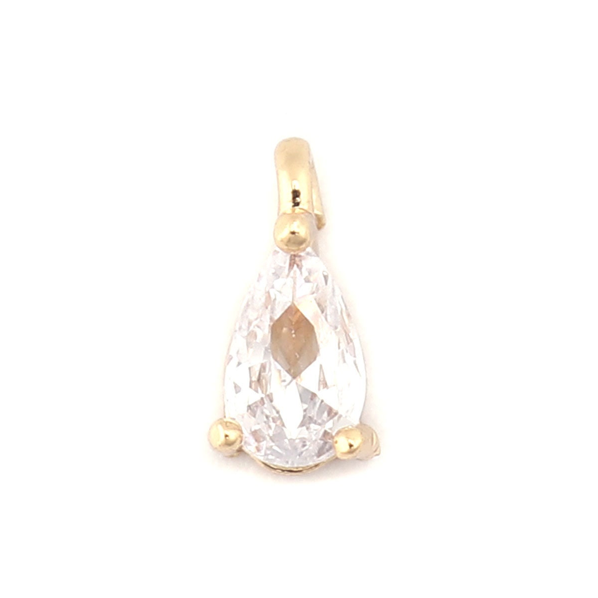 Clear Teardrop Rhinestone 18K Gold Plated Charm (7MM x 4MM)