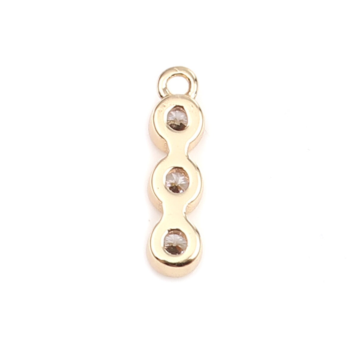Clear Rhinestone 18K Gold Plated Charm (11MM x 3MM)