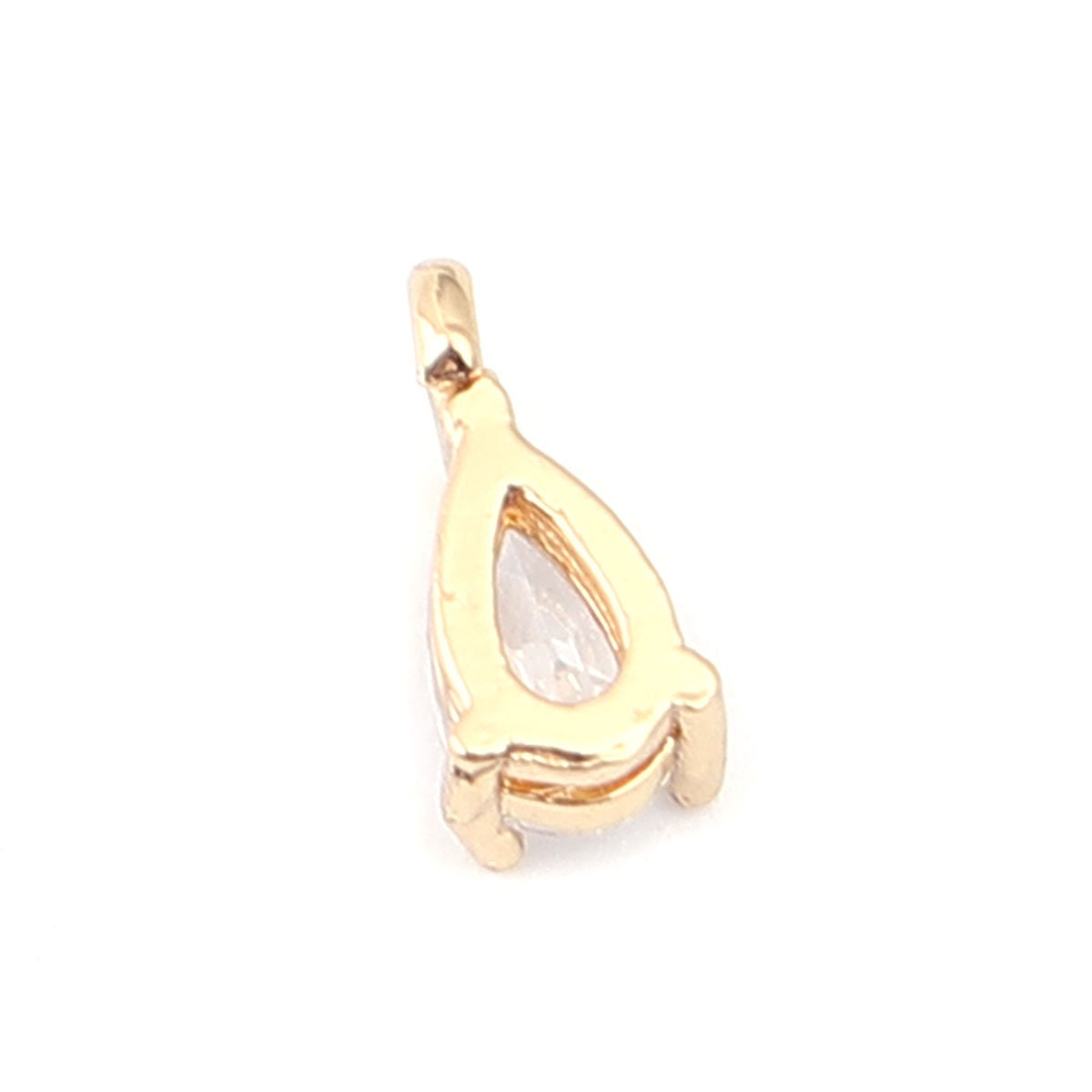 Clear Teardrop Rhinestone 18K Gold Plated Charm (7MM x 4MM)