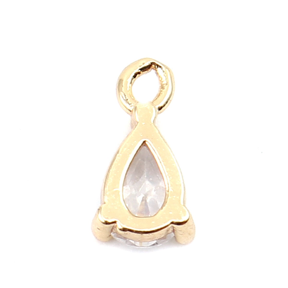 Clear Teardrop Rhinestone 18K Gold Plated Charm (9MM x 5MM)
