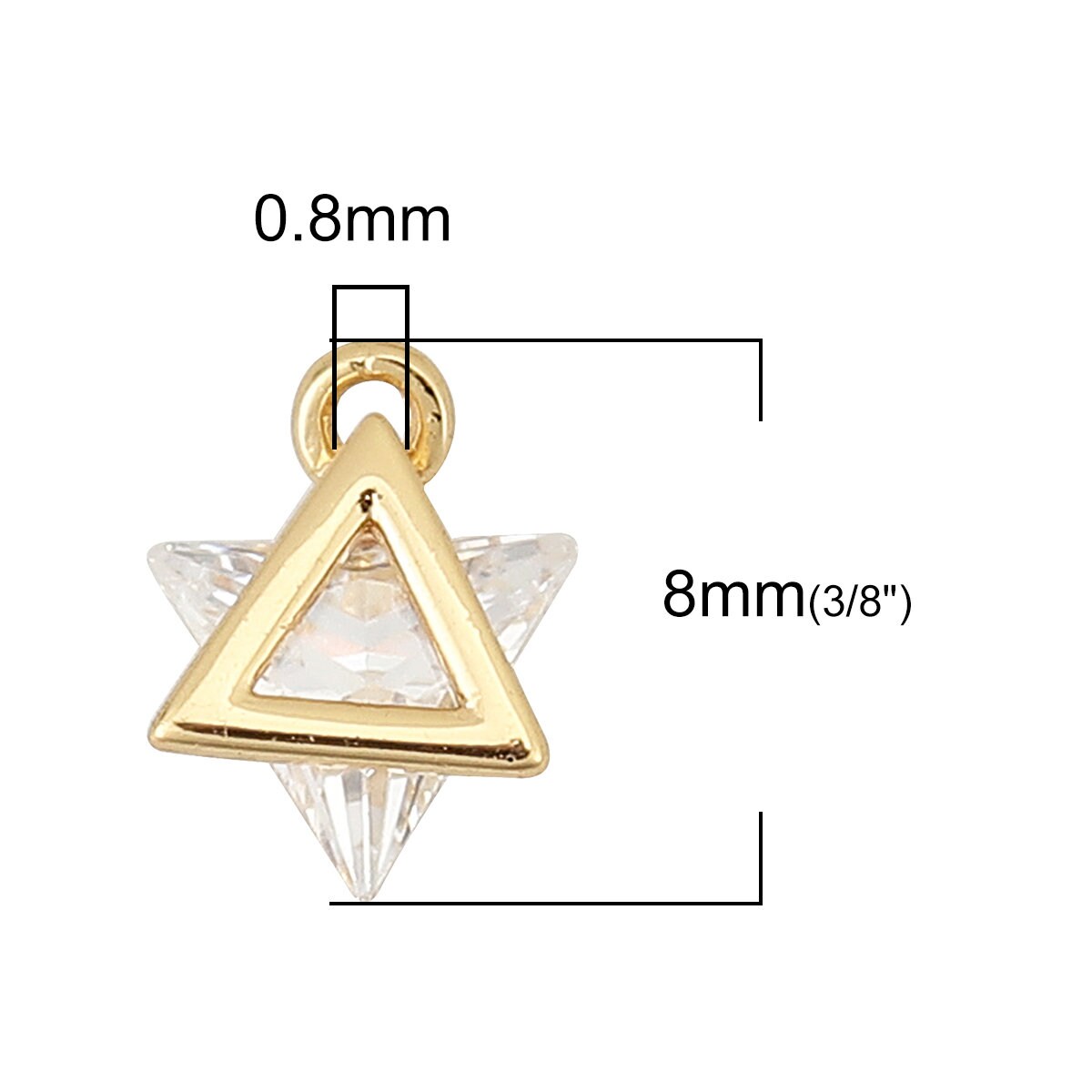 Clear Triangle Cubic Zirconia 18K Gold Plated Charm (8MM x 5MM) Style Pendant