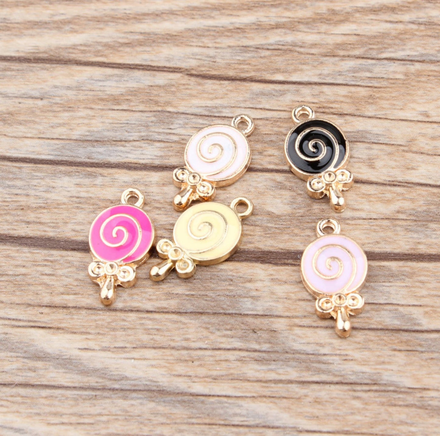Colorful Lollipop with Bow Enamel Charm