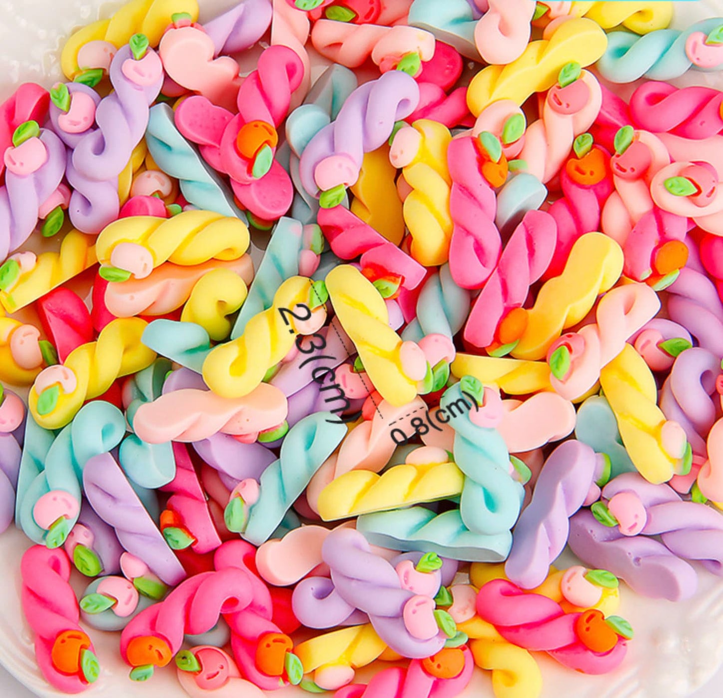 FAKE Twisted Strawberry Dessert Cabochons (Random Mix, 2.3CM x 0.8CM)