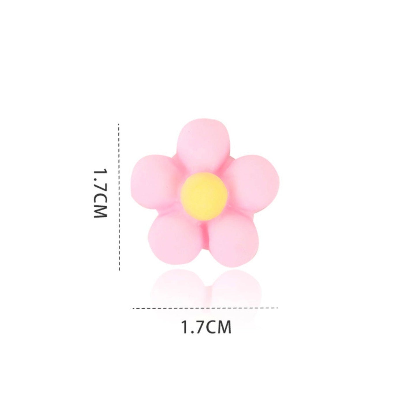 Five Petal Flower Mixed Color, Floral Themed Flatback Cabochons (Random, 1.7CM)