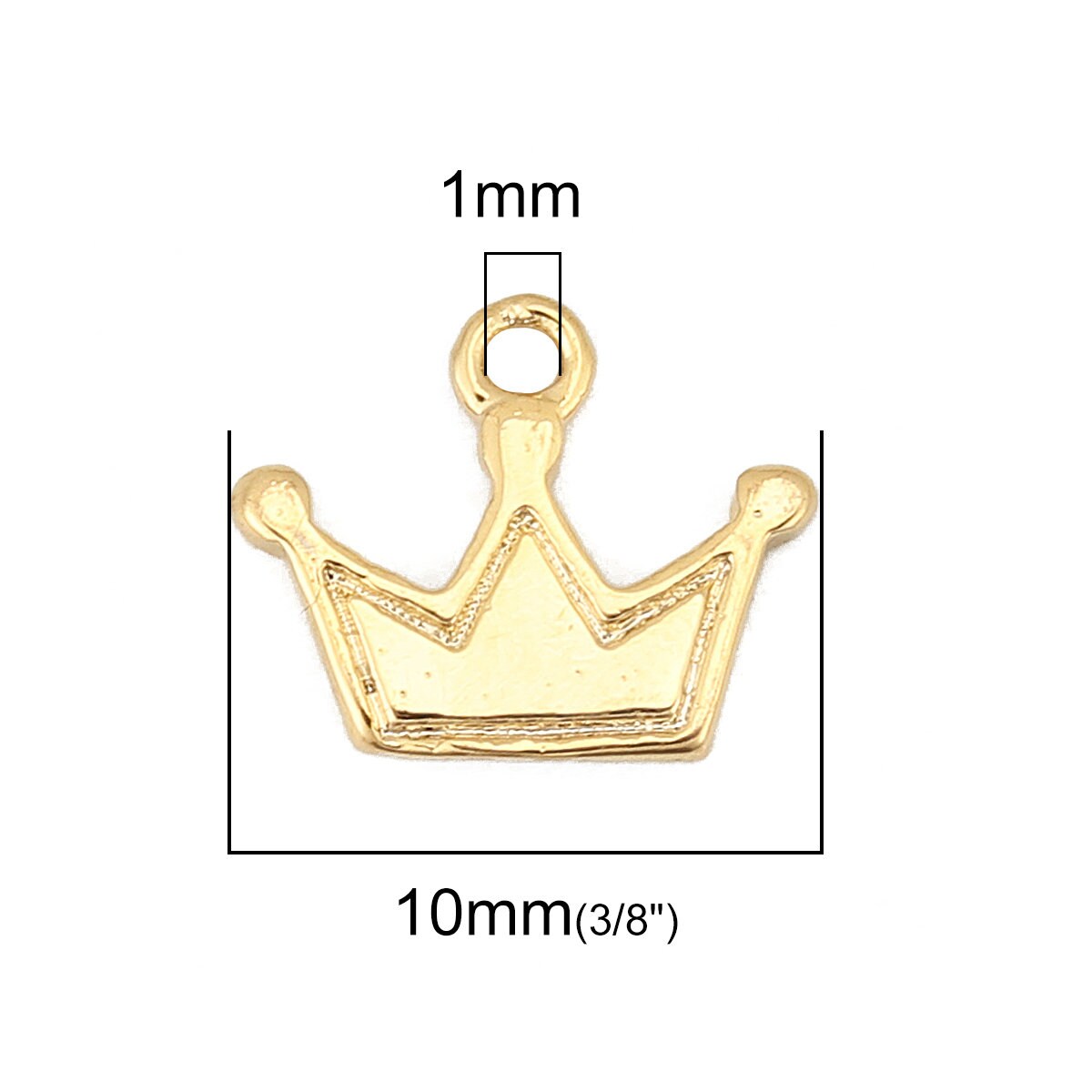 Gold Crown 18K Gold Plated Charm (10MM x 8MM) Style Pendant