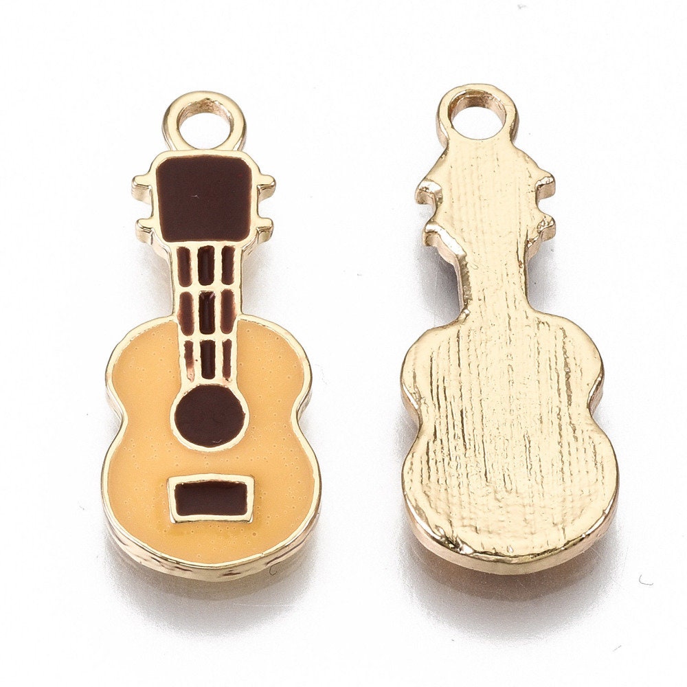 Guitar Enamel Charm (23mm x 9mm x 2mm, Hole: 2mm)