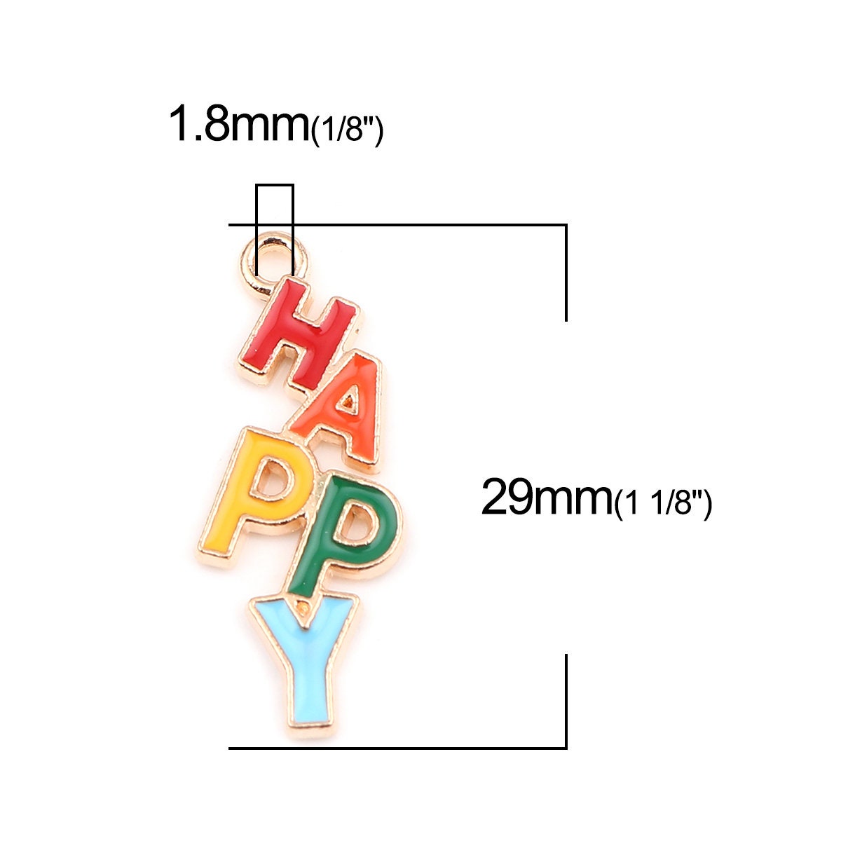 Happy Enamel Zinc Alloy Charm Oil Drop Style (29mm x11mm, Hole: 1.8mm)