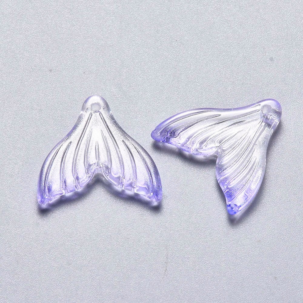 19.5MM Light Purple Mermaid Tail Spray Painted Colored Glass Charm