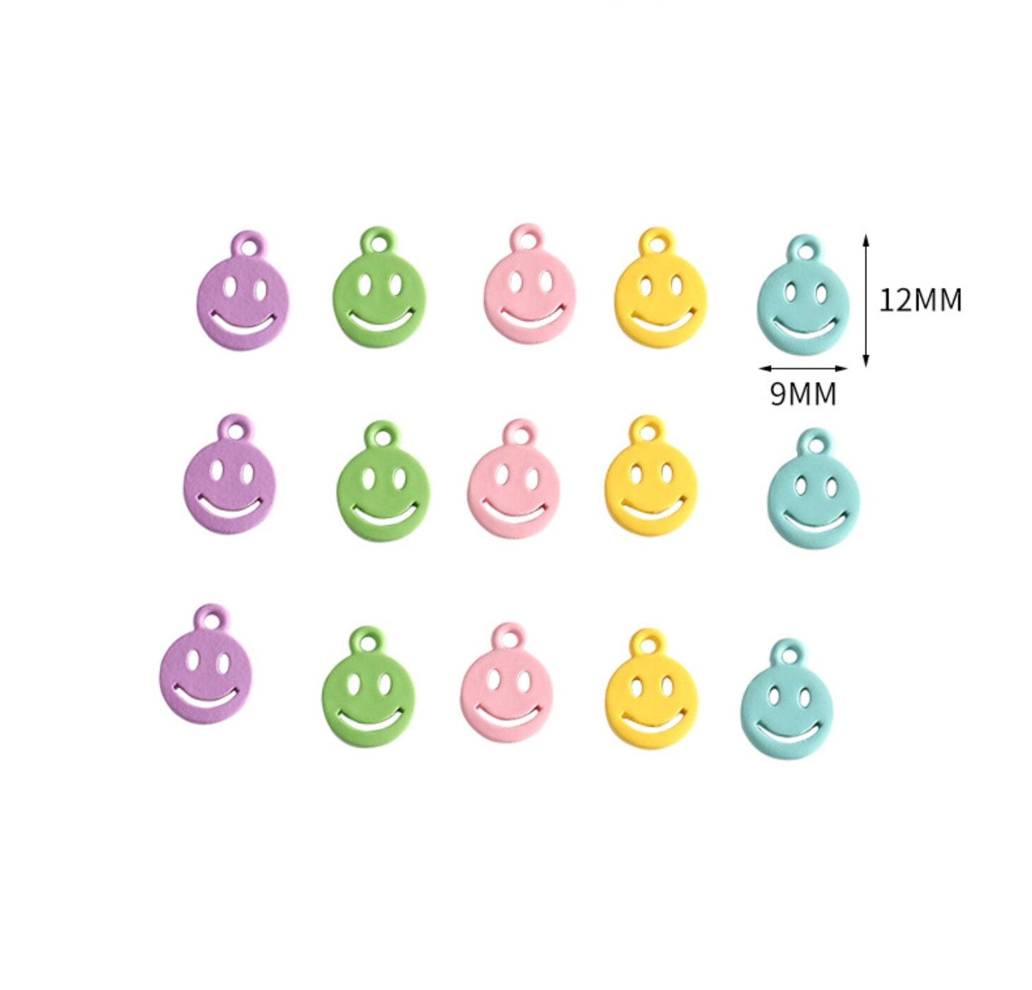 Metal Alloy Happy Face Charms (9MM x 12MM)