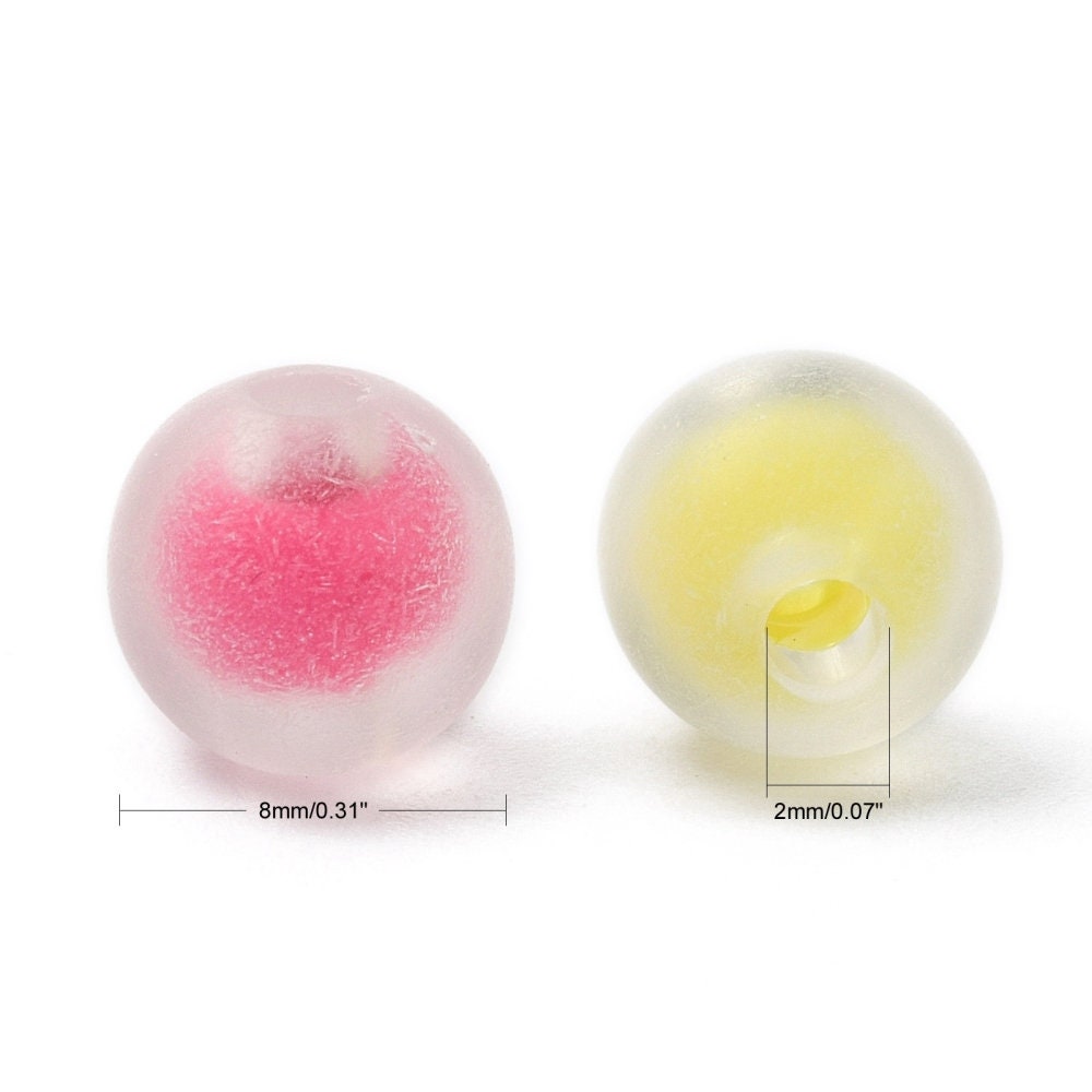 8MM Mixed Colors Frosted Round Acrylic Beads