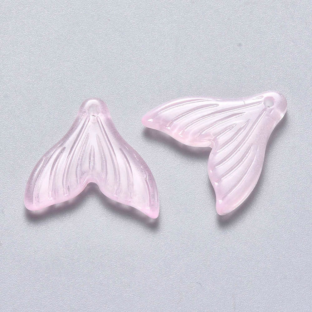 19.5MM Pearl Pink Mermaid Tail Spray Painted Colored Glass Charm