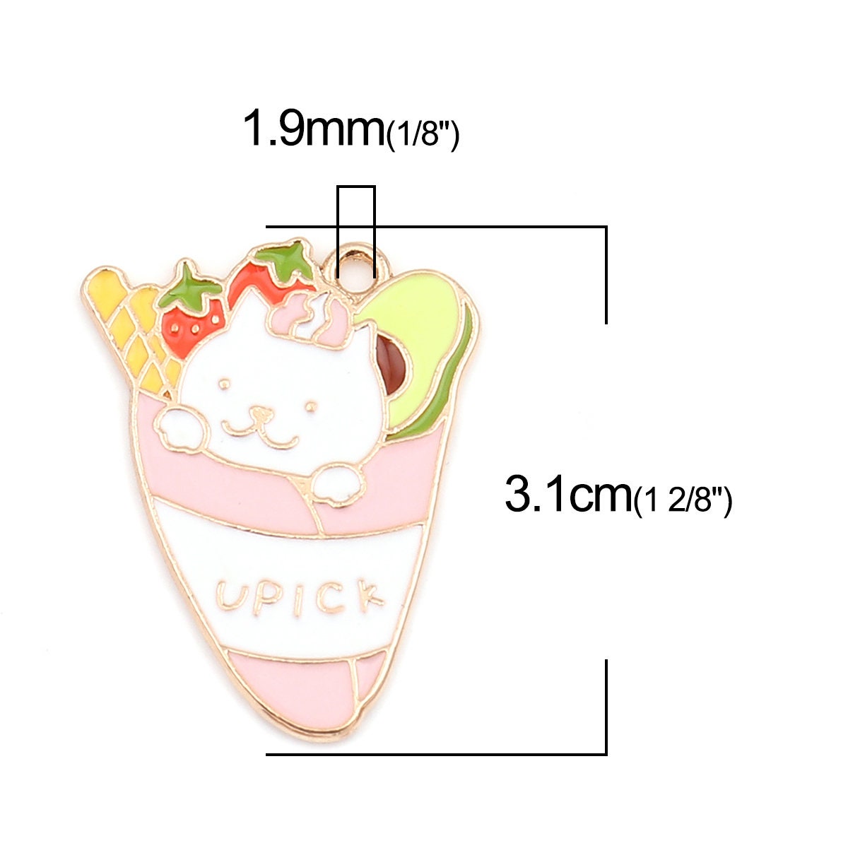 Pink Cat in a Crepe Enamel Charm (31mm x 24mm)