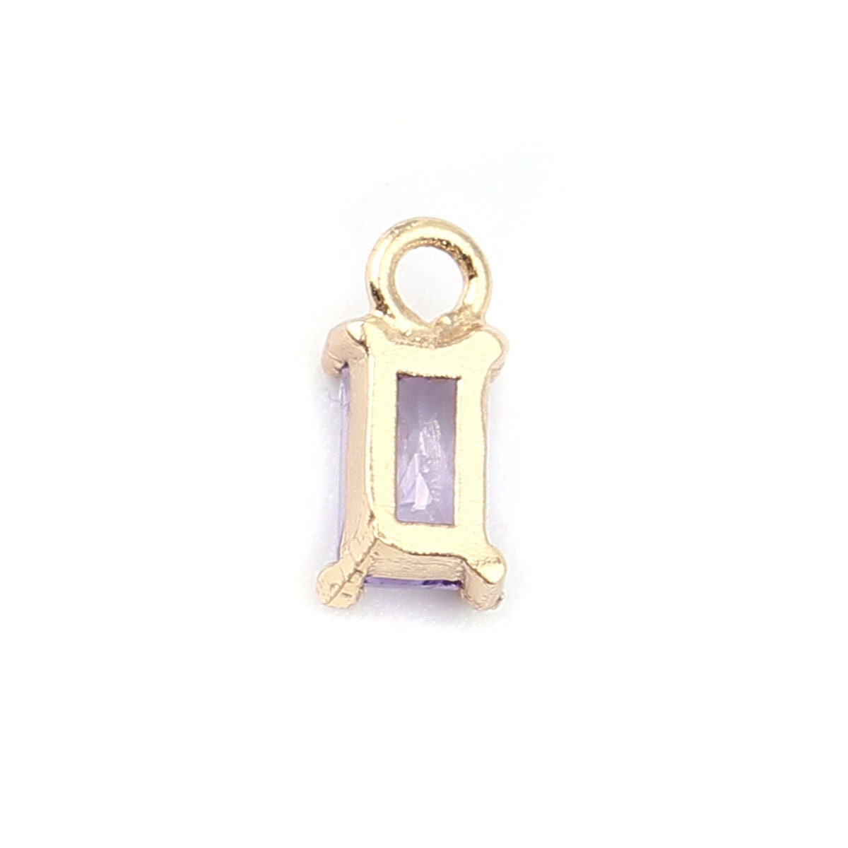 Purple Rectangle Cubic Zirconia 18K Gold Plated Charm (8MM x 4MM)