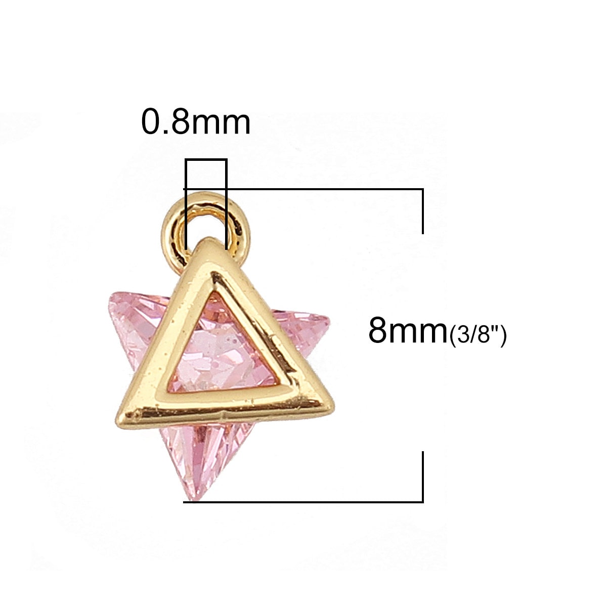 Pink Triangle Cubic Zirconia 18K GOLD PLATED Charm (8MM x 5MM) Style Pendant