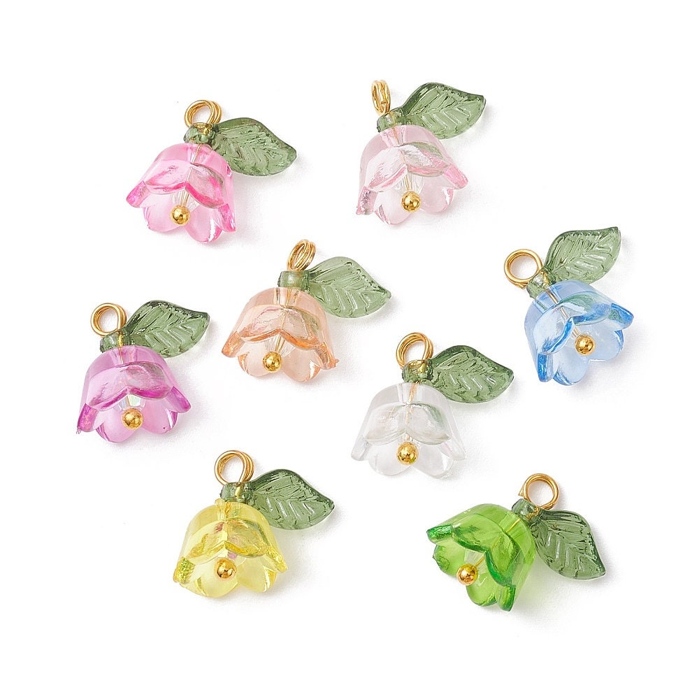 12MM x 13MM Acrylic Tulip Flower Charm (Random Mixed Color)