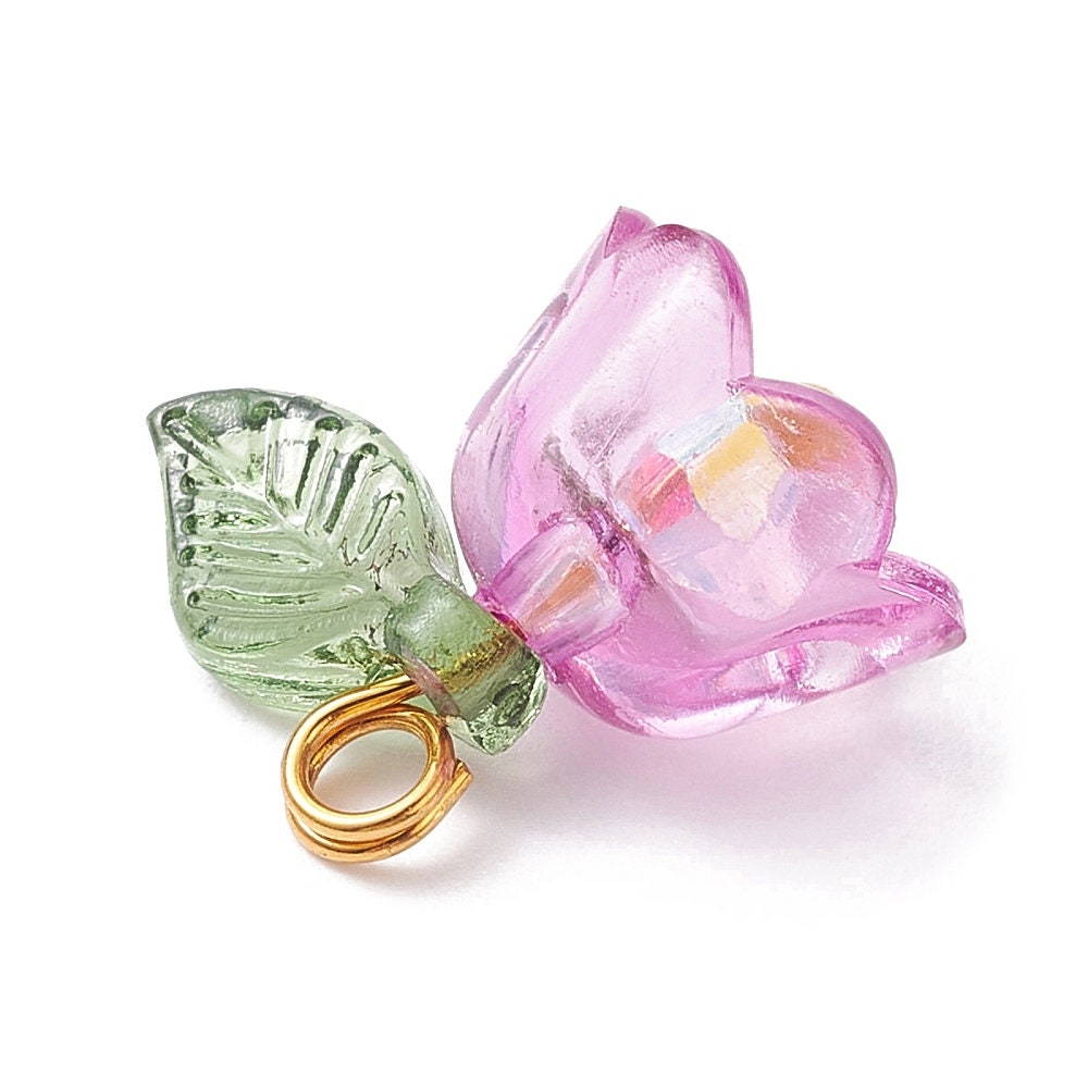 12MM x 13MM Acrylic Tulip Flower Charm (Random Mixed Color)
