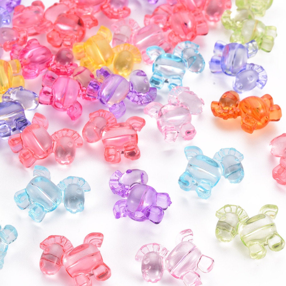 Chunky 17MM Mixed Color Translucent Horse Acrylic Bead
