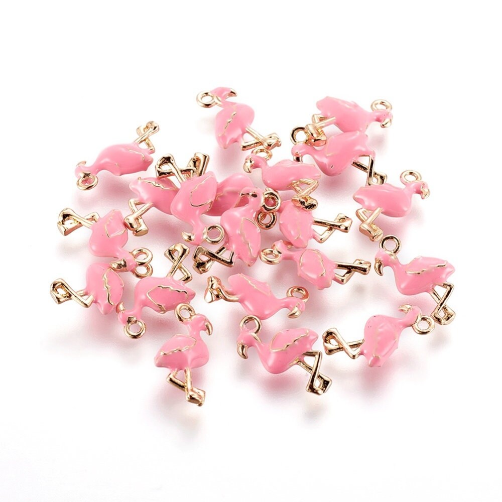 18K GOLD PLATED Gold or Platinum Plated Silver Flamingo Charm (16MM x 10MM)
