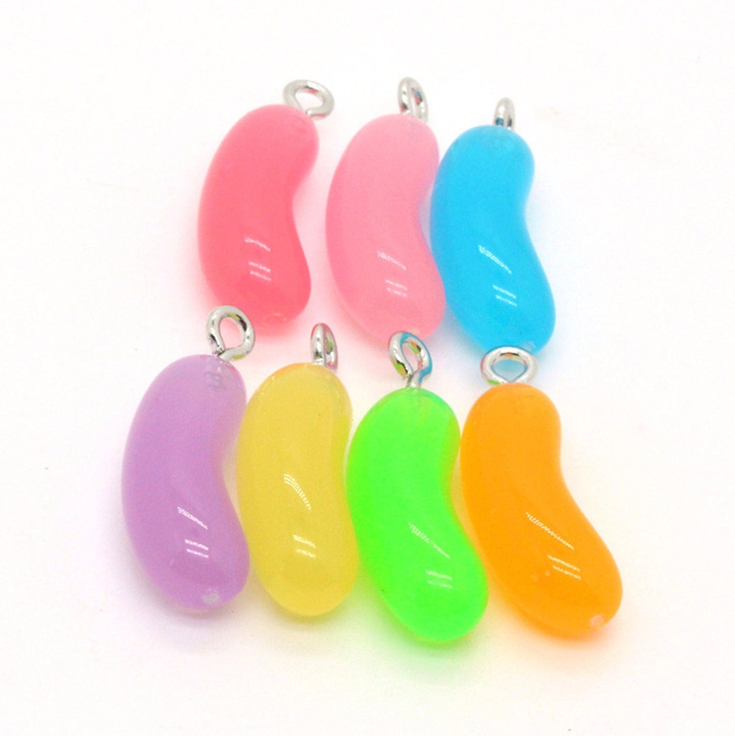20MM x 6.5MM Jelly Bean, Food Themed Resin Charms