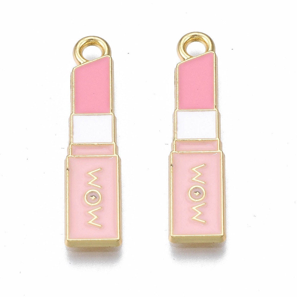 25.5MM x 6MM Cute Mixed Pastel Color Lipstick Enamel Charm