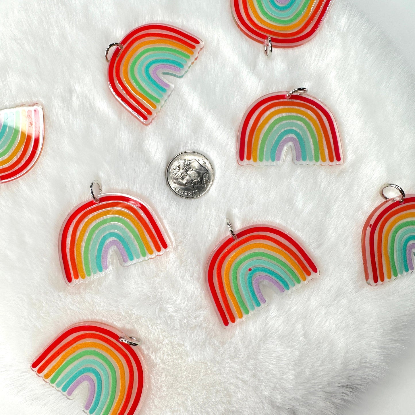 27MM x 39MM Acrylic Rainbow Charm with Ring