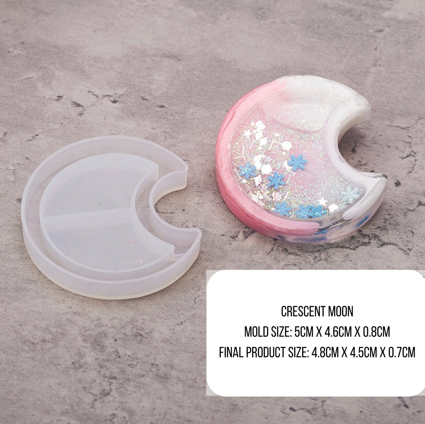Crescent Moon Shaker Charm Silicone Mold
